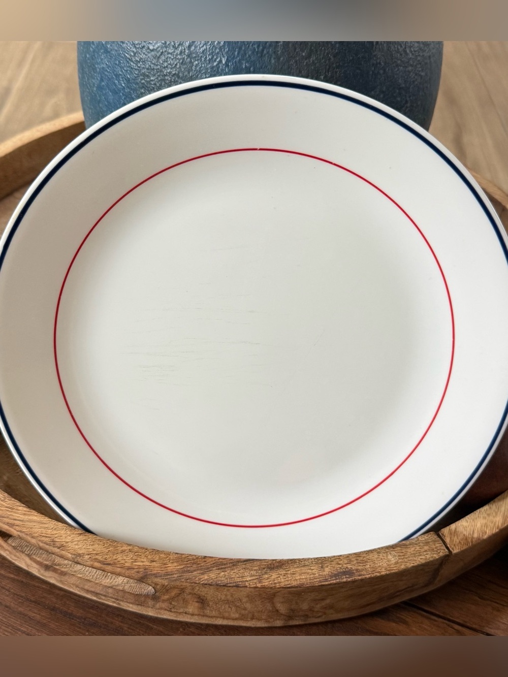 Corelle Plymouth Blue & Red Bands 10.25" Dinner Plate 1-Piece